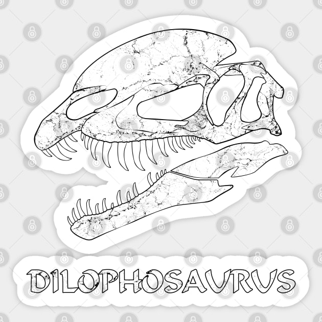 Dilophosaurus Sticker by NicGrayTees